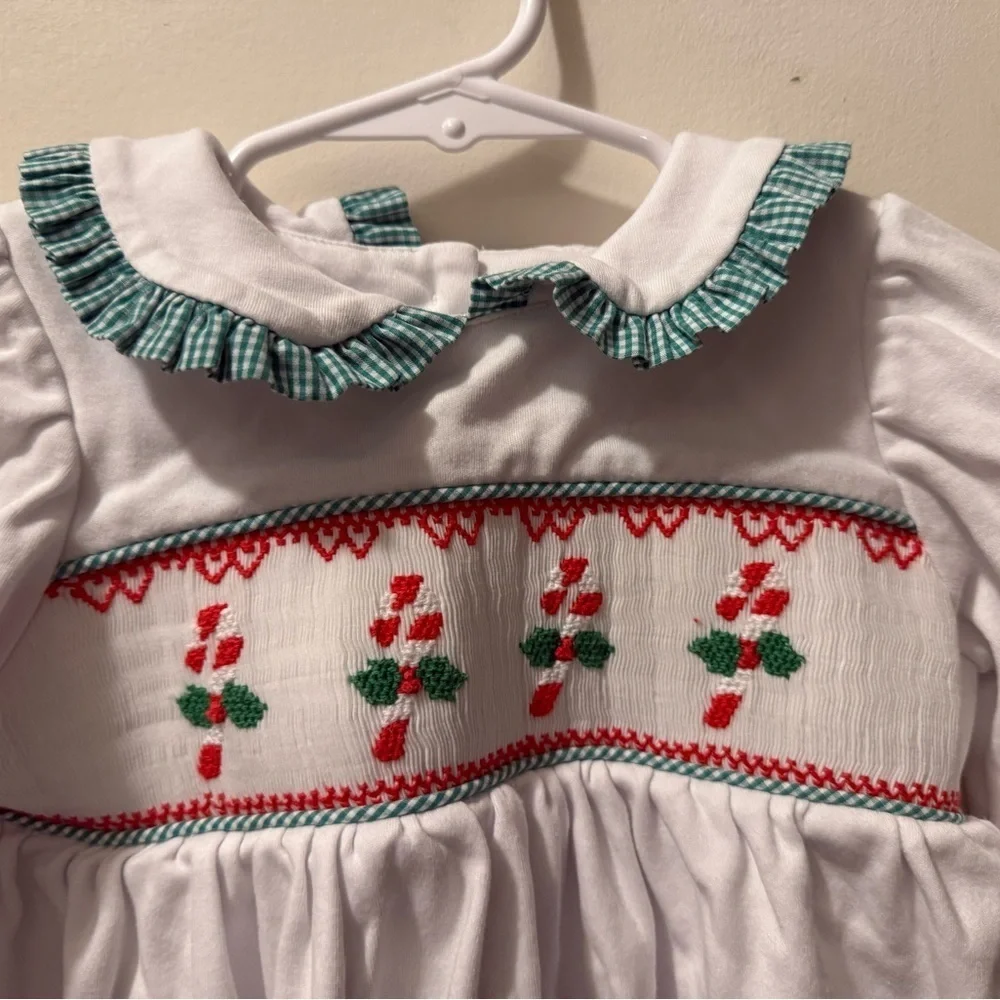 Stitchy Fish Smocked Candy Cane Romper